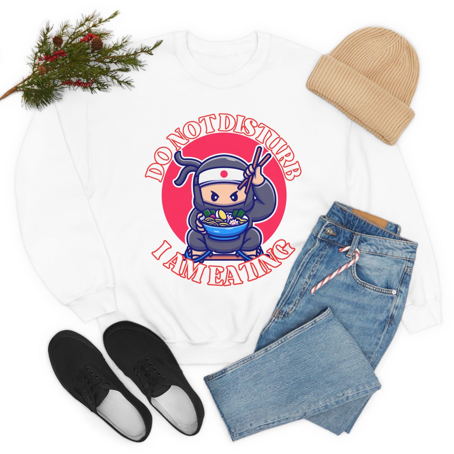 Do Not Disturb I am Eating Unisex Heavy Blend™ Crewneck Sweatshirt, Ideal for Gift for Friends, Family, Relative or Yourself.  Good for any situation